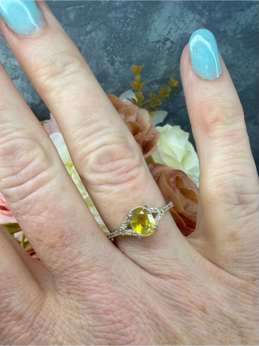 Stunning Natural 2CT Yellow Sapphire 925 Sterling Silver w/ 14K Gold Ring Sz 8 - Picture 6 of 14